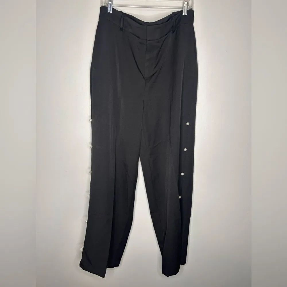 Eloquii Pearl Detail Wide Leg Pants